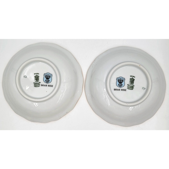 2 Schumann Arzberg Briar Rose Dessert Bowls Bavaria Germany Gold Trim 1950s - Picture 5 of 8